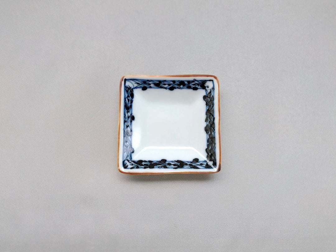 Square Small Plate with embossed Pattern on the Underglazed surface - Crafted By Jusen Kiln