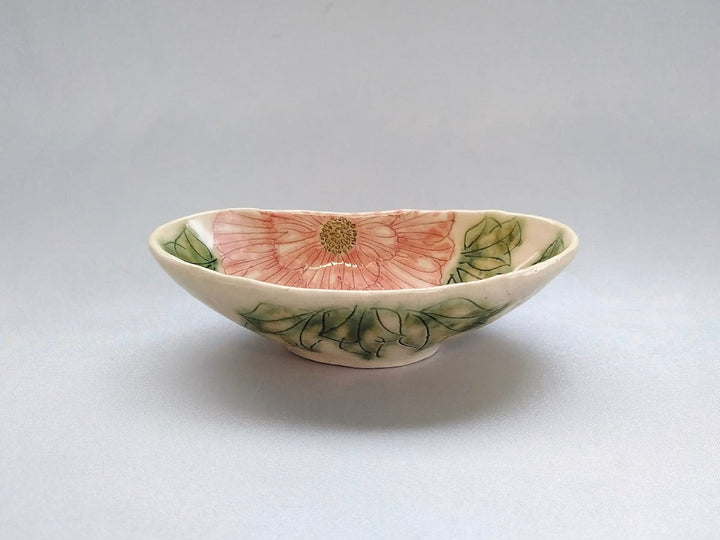 Mai Peony boat-Shaped Small Bowl Red - Crafted By Yoshihei Kato