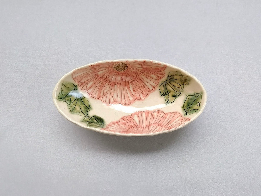 Mai Peony boat-Shaped Small Bowl Red - Crafted By Yoshihei Kato