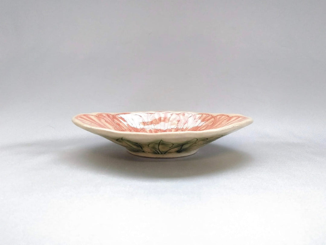 Peony Flower Diamond-Shaped Small Plate Red - Crafted By Yoshihei Kato