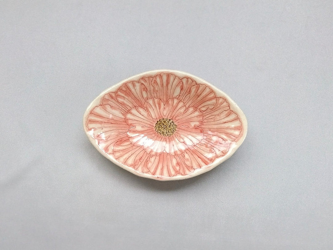 Peony Flower Diamond-Shaped Small Plate Red - Crafted By Yoshihei Kato