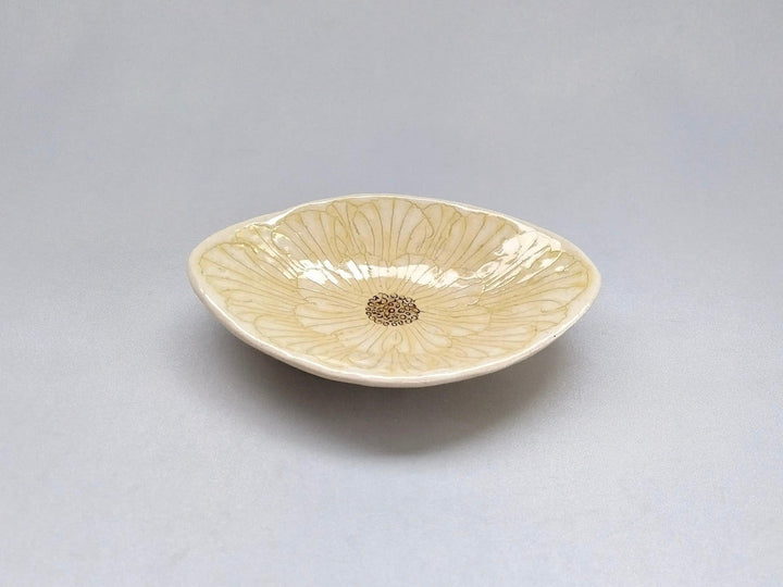 Peony Flower Diamond-Shaped Small Plate Yellow - Crafted By Yoshihei Kato