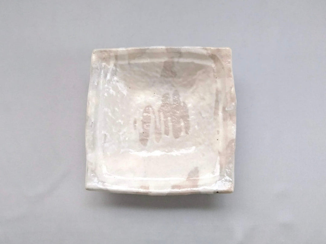 White Slip Square Small Bowl - Crafted By Hiroyuki Oguri