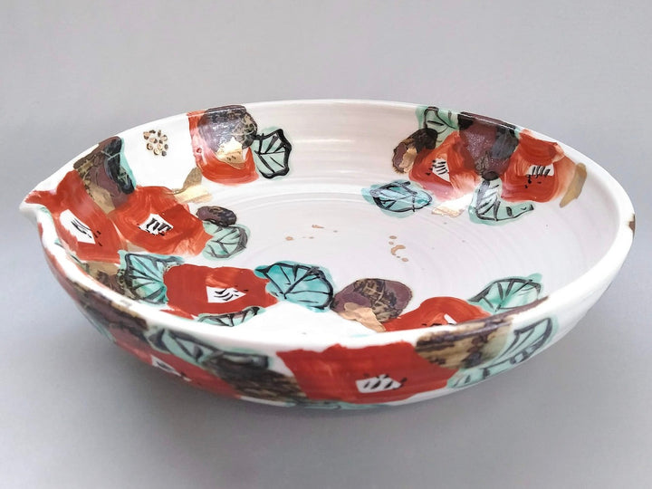 Colored Camellia 8-Sun Katakuchi Bowl - Crafted By Hitori Wada