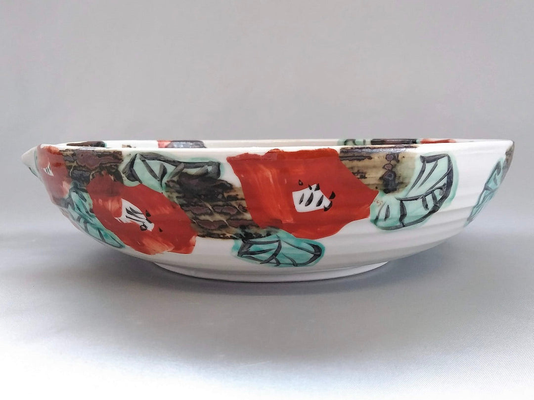 Colored Camellia 8-Sun Katakuchi Bowl - Crafted By Hitori Wada