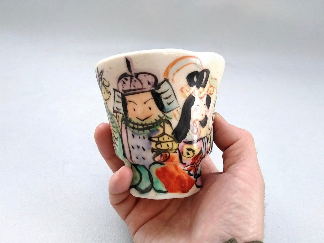 Colored Seven Lucky Gods Long Tea Cup - Crafted By Hitori Wada