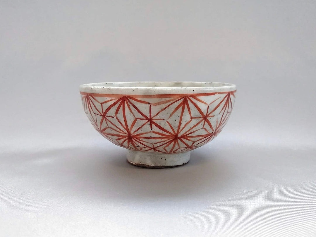 Red Rice Bowl made from White Slip Hemp Leaf - Crafted By Shigehisa Miura