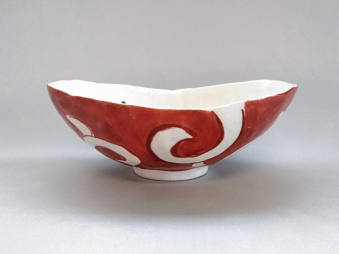 Red Arabesque Oval Bowl - Crafted By Masaaki Hibino