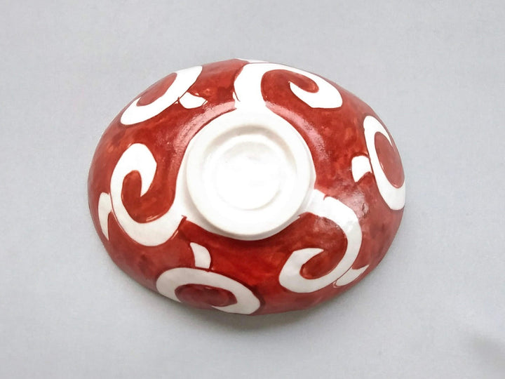 Red Arabesque Oval Bowl - Crafted By Masaaki Hibino