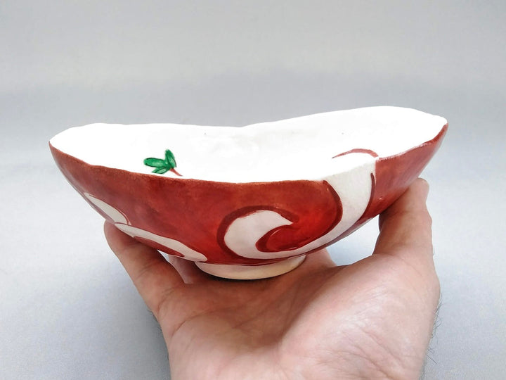 Red Arabesque Oval Bowl - Crafted By Masaaki Hibino