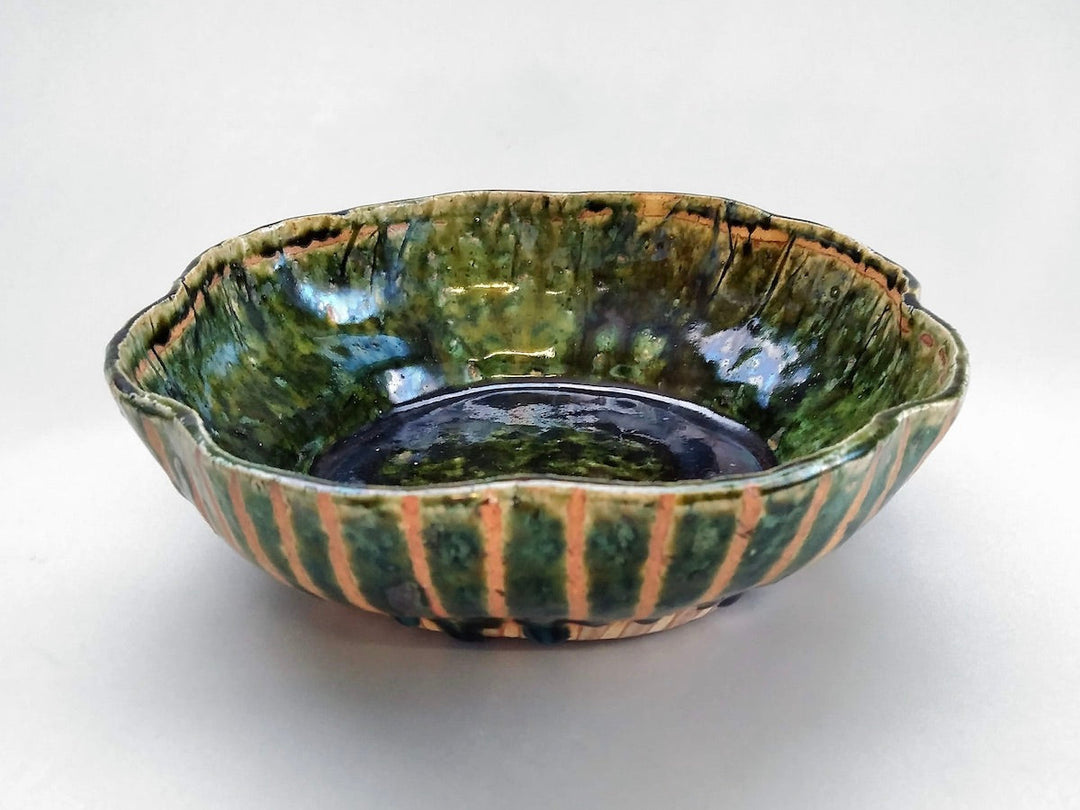 Oribe Kakebun ten grass Flower Bowl - Crafted By Kazuji Sato