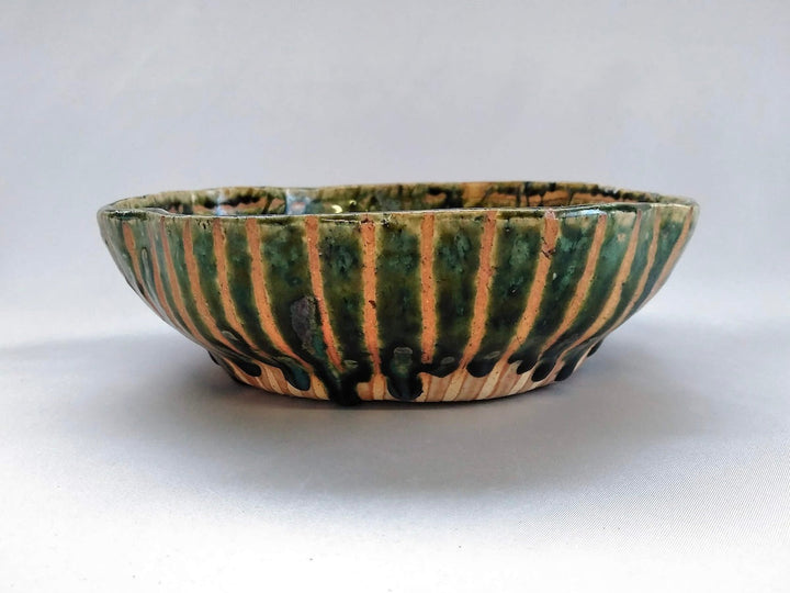 Oribe Kakebun ten grass Flower Bowl - Crafted By Kazuji Sato