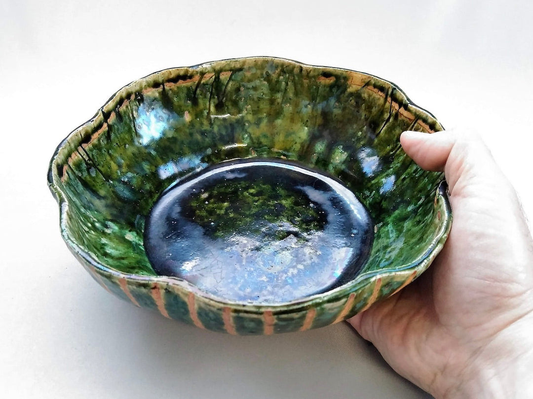 Oribe Kakebun ten grass Flower Bowl - Crafted By Kazuji Sato