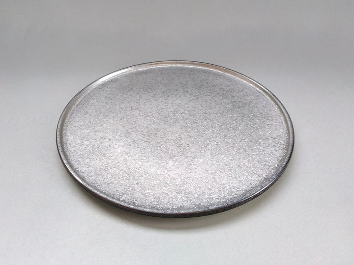 Black yuzu Silver painted 22cm Round Plate with Edge - Crafted By Toetsu Kiln