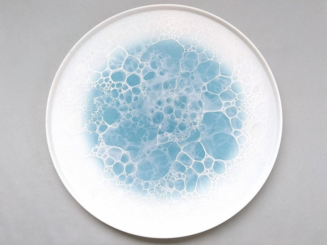 Foam flame Round Plate 26cm Blue - Crafted By Yamahira Kiln