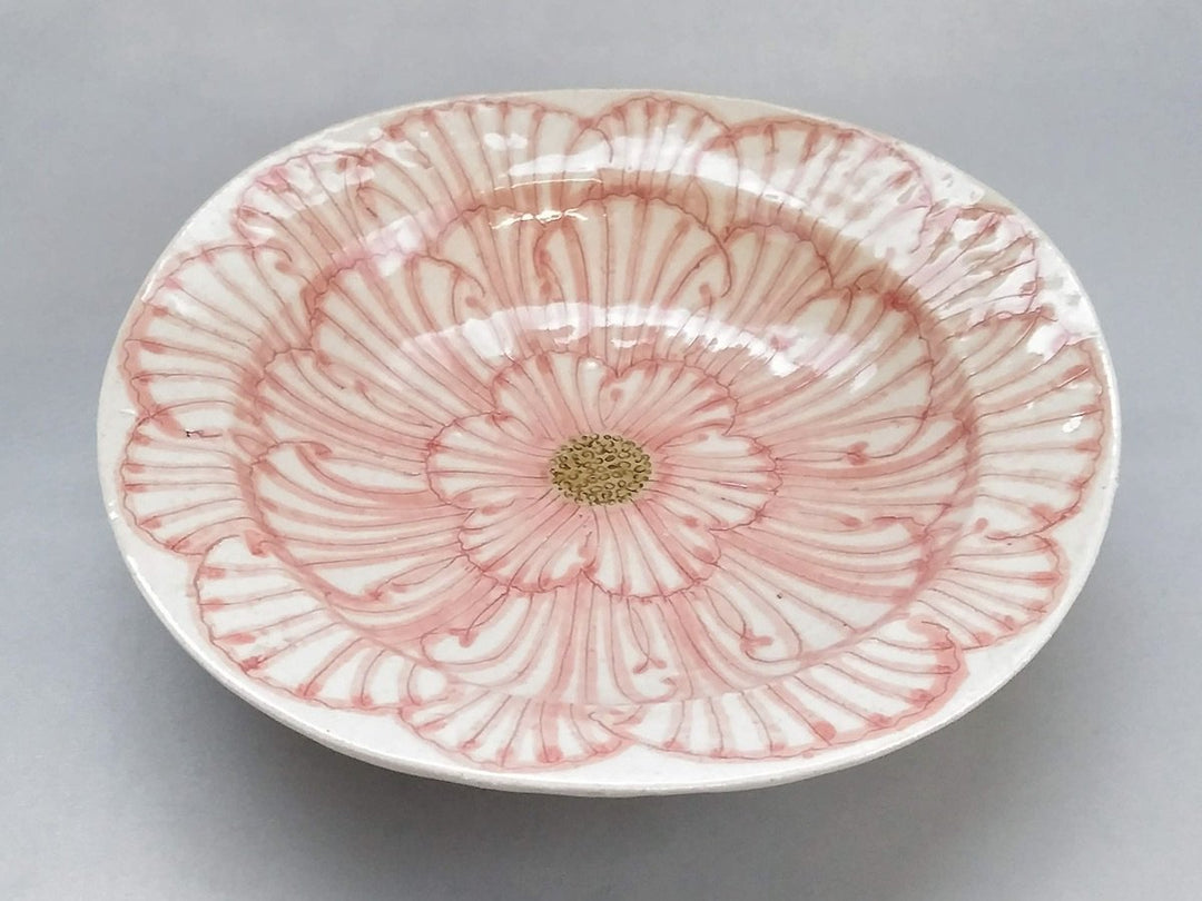 Peony Pattern swaying Rim Deep Plate Red - Crafted By Yoshihei Kato