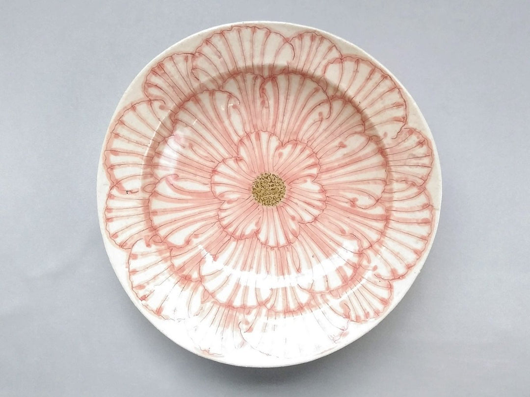 Peony Pattern swaying Rim Deep Plate Red - Crafted By Yoshihei Kato