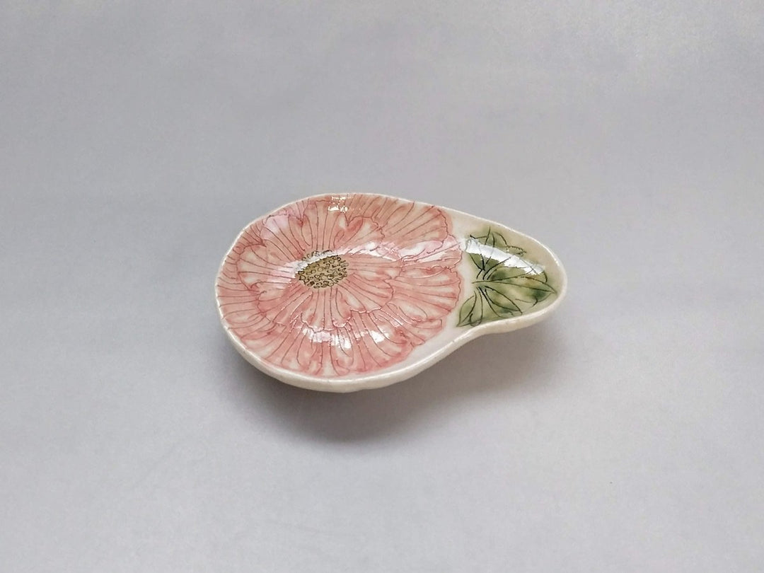 Mai Peony Pattern magadama Three-Legged Small Plate Red - Crafted By Yoshihei Kato