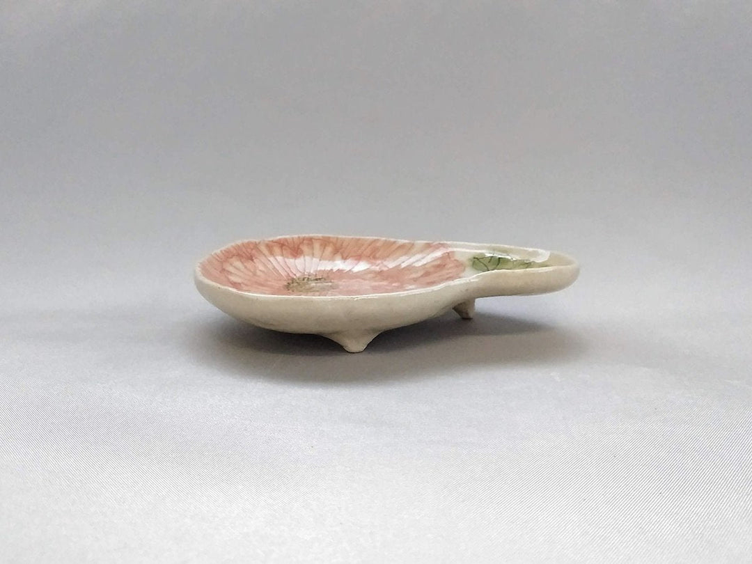 Mai Peony Pattern magadama Three-Legged Small Plate Red - Crafted By Yoshihei Kato