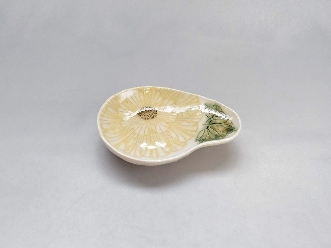 Mai Peony Pattern magadama Three-Legged Small Plate Yellow - Crafted By Yoshihei Kato