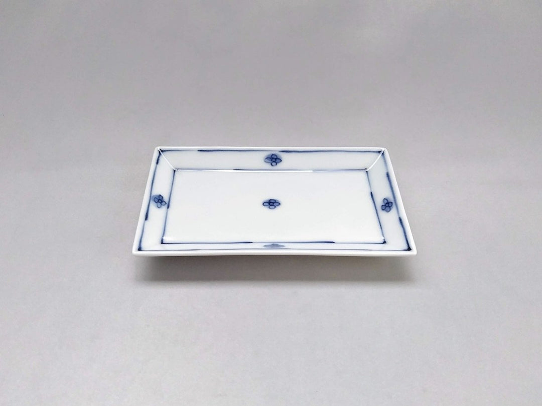 Flower dami Pattern Long Square Small Plate - Crafted By Tamori Pottery