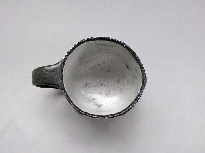 Black Glazed White line Carved Hexagonal Mug - Crafted By Tatsuo Otomo