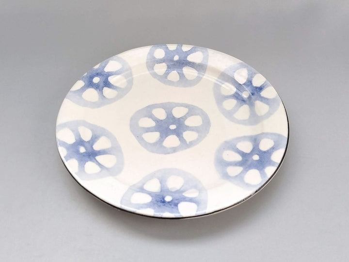 WAshi Underglazed lotus root 6.5-Sun Rim Plate - Crafted By Yasumi Pottery