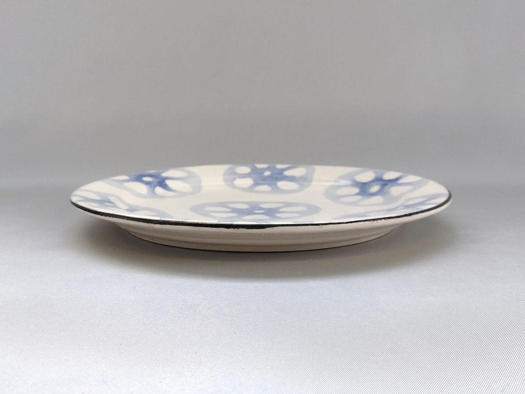 WAshi Underglazed lotus root 6.5-Sun Rim Plate - Crafted By Yasumi Pottery