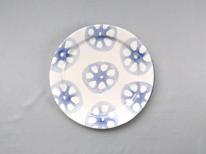 WAshi Underglazed lotus root 6.5-Sun Rim Plate - Crafted By Yasumi Pottery