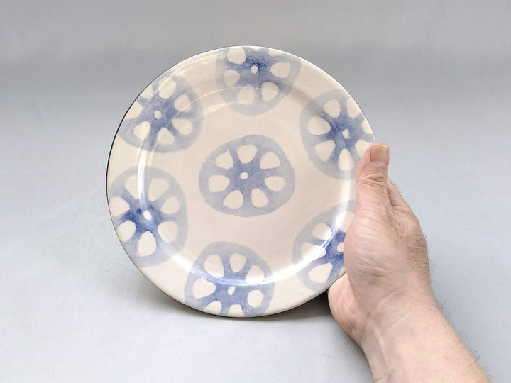 WAshi Underglazed lotus root 6.5-Sun Rim Plate - Crafted By Yasumi Pottery