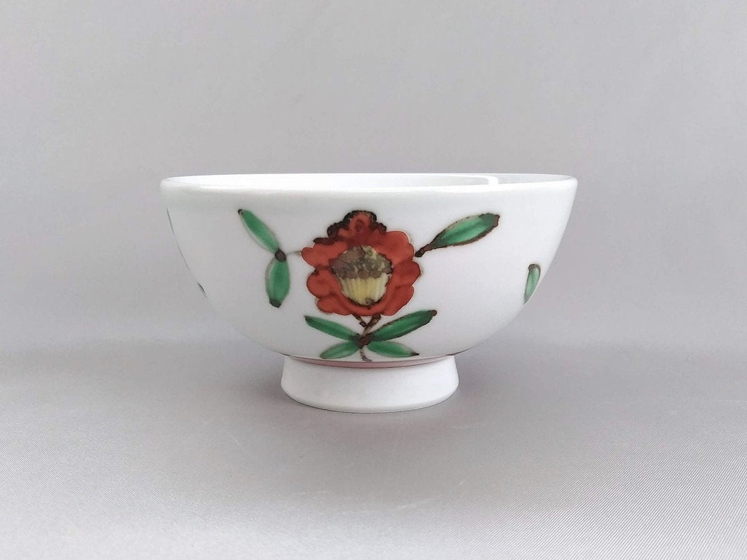 Small Colored Pottery Flower Pattern Rice Bowl - Crafted By Bunzo Kiln