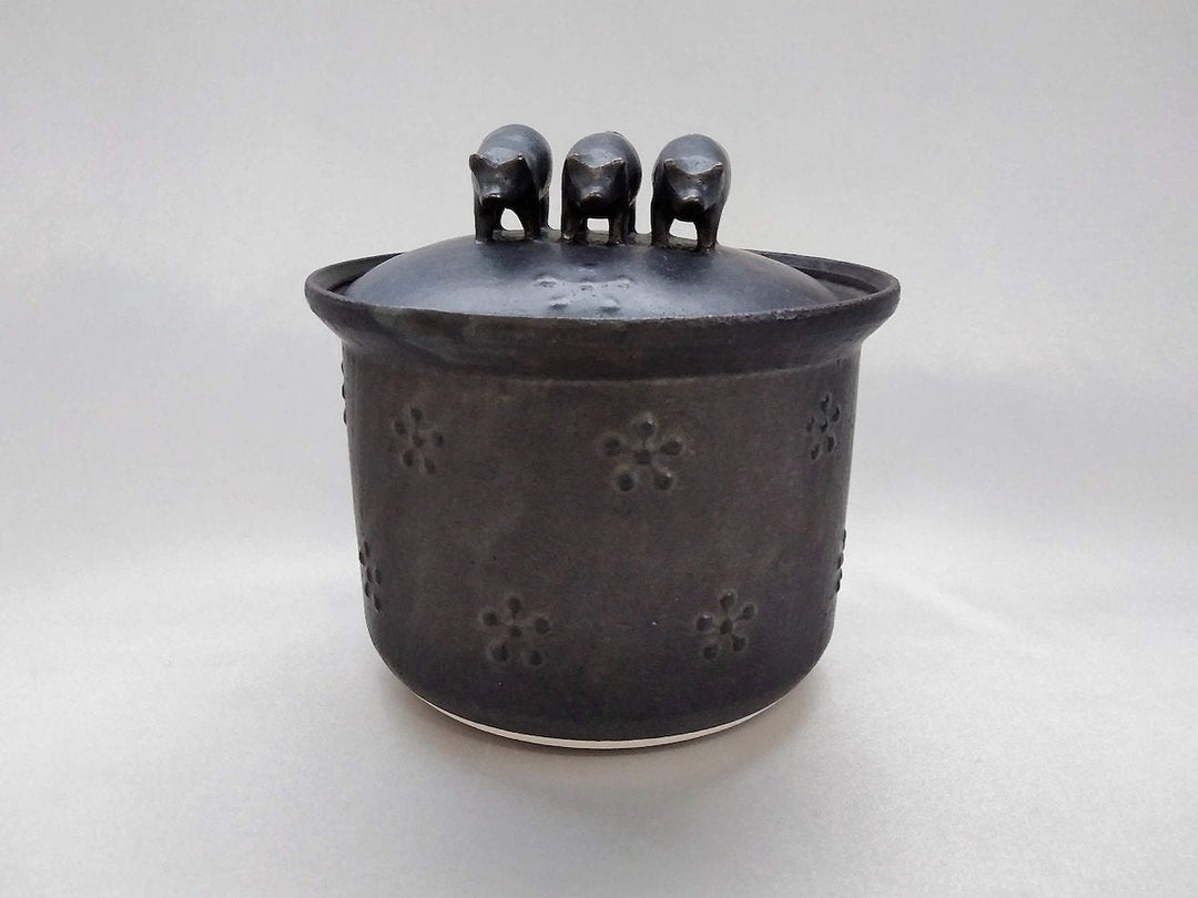 Ceramic lid Black 3 pigs - Crafted By Ryo Makita