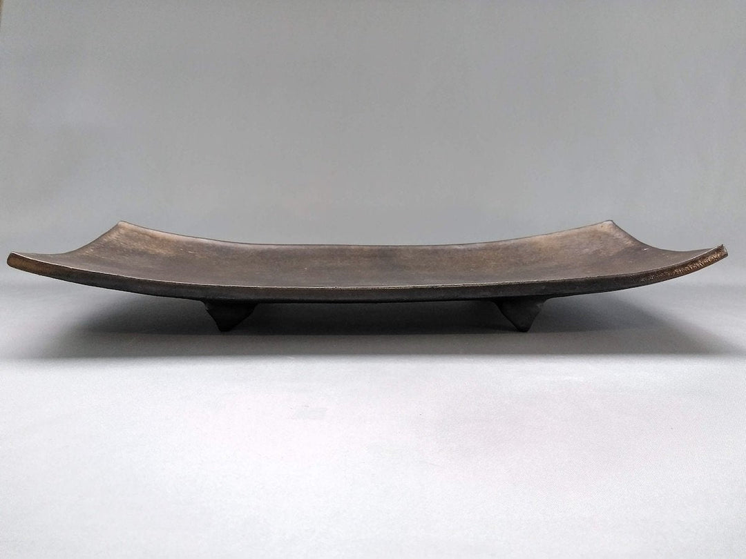 Long Square Plate with gold Colored feet - Crafted By Nobuyuki Murai