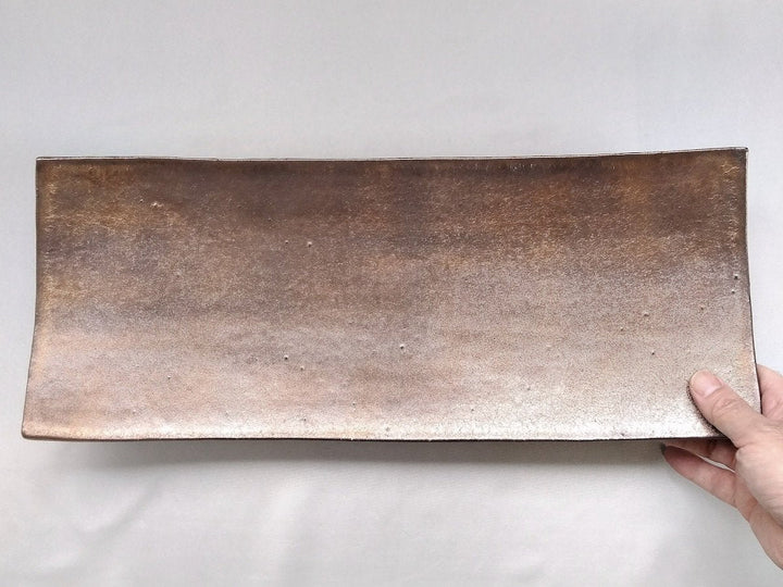 Long Square Plate with gold Colored feet - Crafted By Nobuyuki Murai