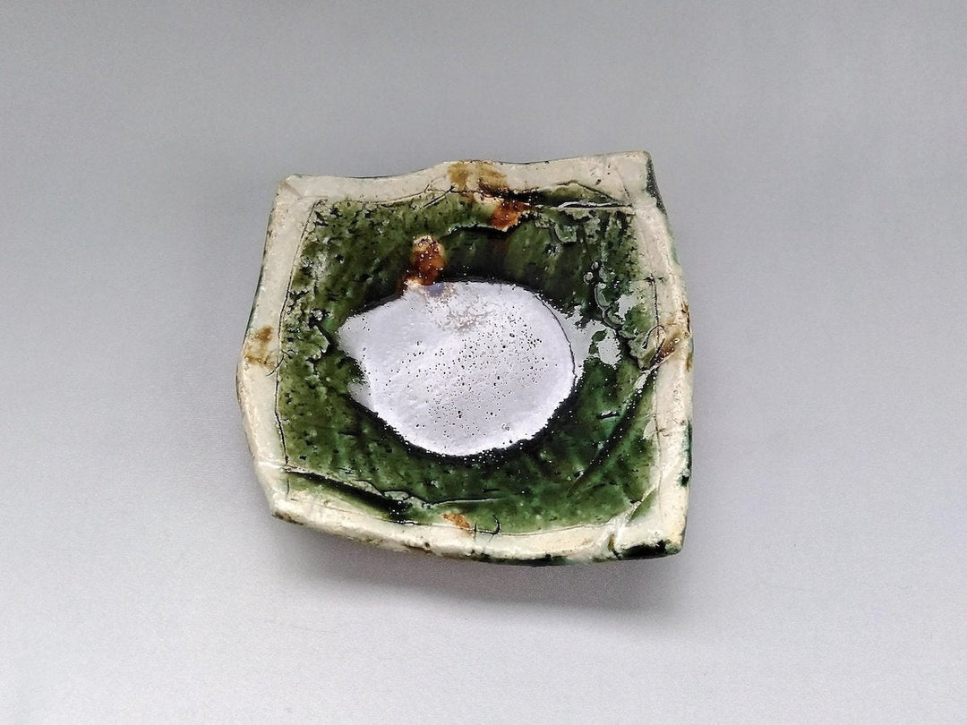 Oribe outside White Tea dot Square Plate - Crafted By Kazuhito Yamamoto