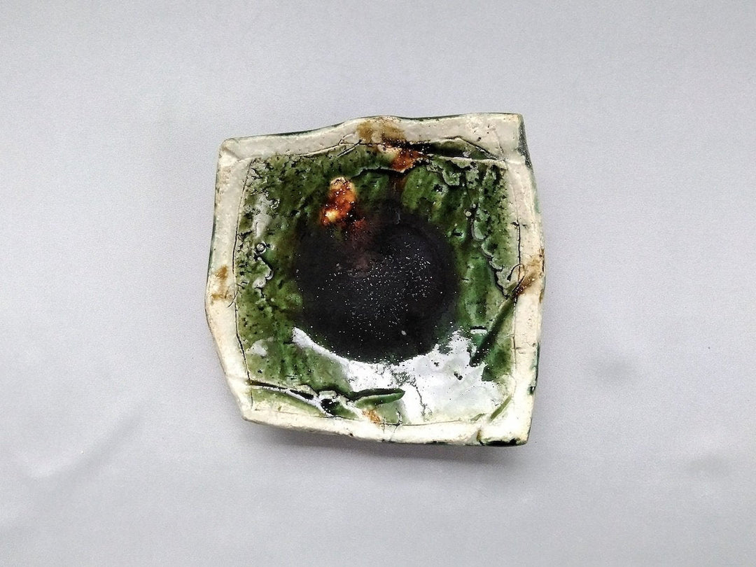 Oribe outside White Tea dot Square Plate - Crafted By Kazuhito Yamamoto