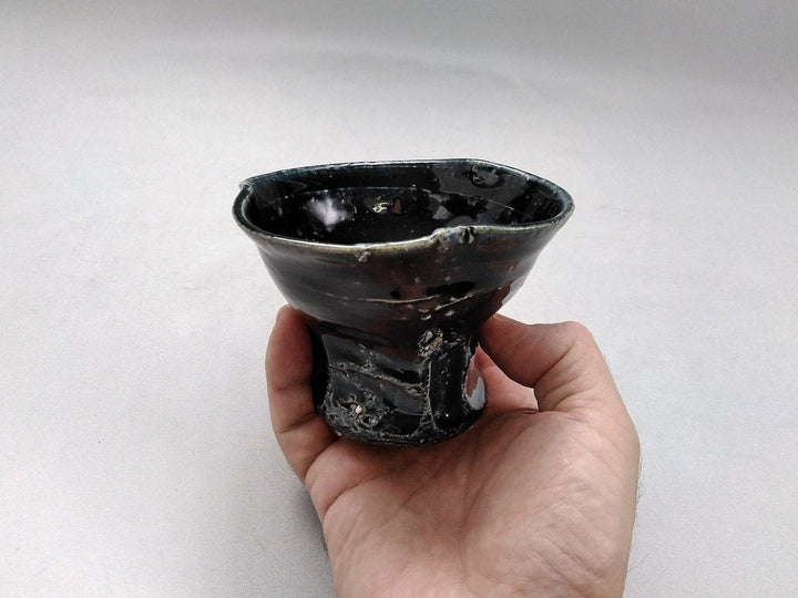 Indigo Glazed Flower Plate with Small Plate - Crafted By Kazuhito Yamamoto