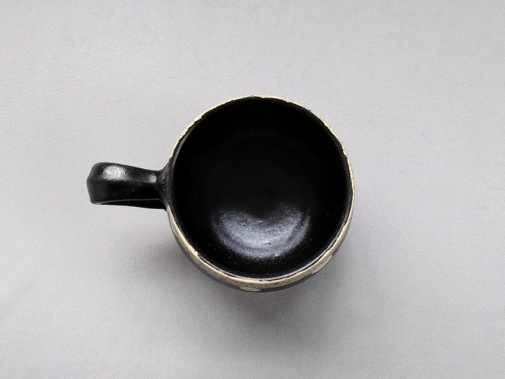 Black Glazed line engraved dot Round Mug - Crafted By Kazuhito Yamamoto