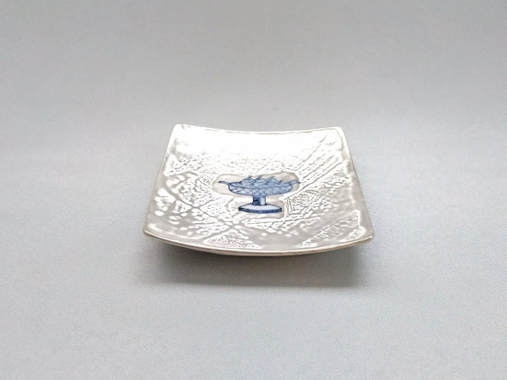 9cm Square Plate comPote with Silver dyeing - Crafted By Fukuju Kiln