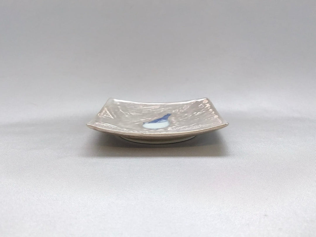 9cm Square Plate Wine cooler with Silver dyeing - Crafted By Fukuju Kiln