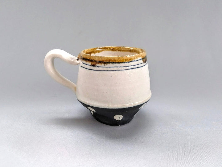 White Slip line engraved Black volume White dot Coffee Cup - Crafted By Kazuhito Yamamoto