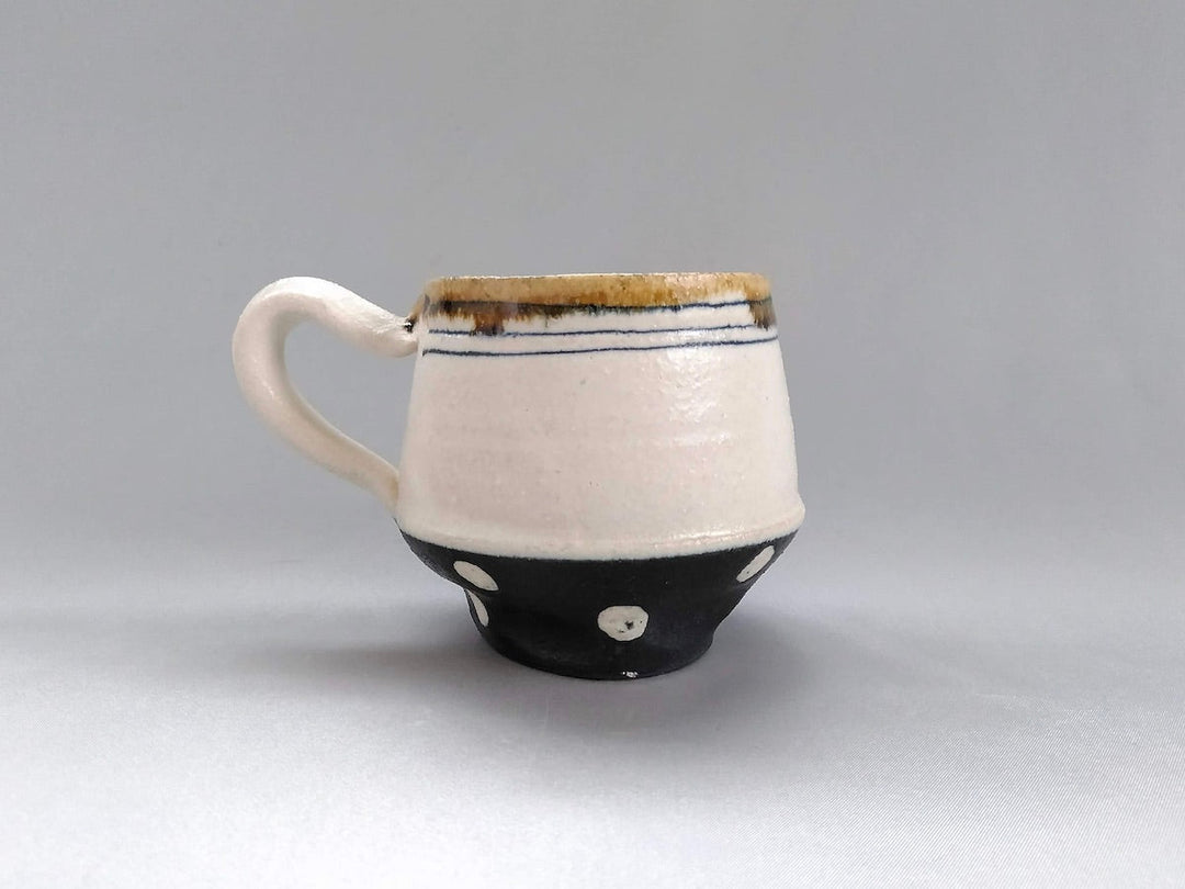 White Slip line engraved Black volume White dot Coffee Cup - Crafted By Kazuhito Yamamoto