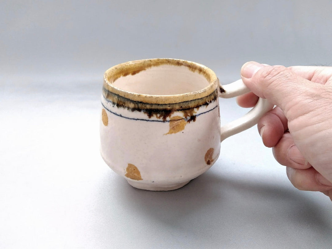 White Slip line engraved Yellow dot Coffee Cup - Crafted By Kazuhito Yamamoto