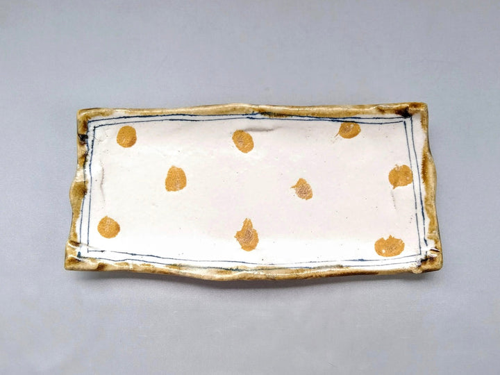 White Slip line engraved Yellow dot Pottery Plate - Crafted By Kazuhito Yamamoto