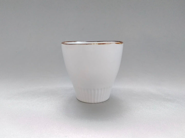 Ridged Tea Cup rust White mat - Crafted By Koyo Kiln